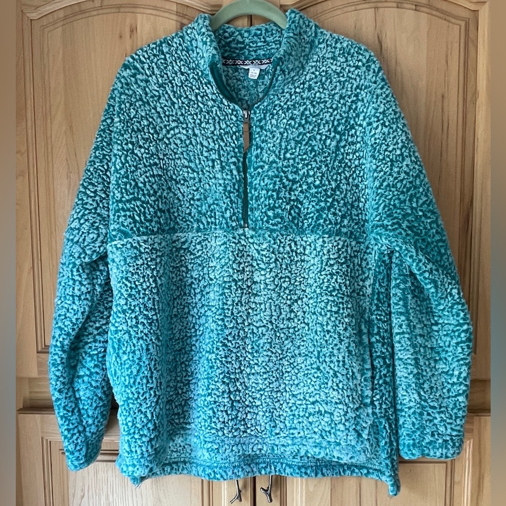 Blue Cowl Neck Sweater with Plush Texture